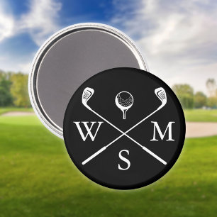 Custom Monogram Black And White Magnet