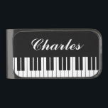 Custom monogram black and white piano keys gunmetal finish money clip<br><div class="desc">Custom monogram black and white piano keys Gunmetal Finish Money Clip gift item for pianist. Elegant Christmas or Birthday gift idea for men. Classy monogrammed design with script typography. Chic paper money holder design for piano player, musician, classical music teacher, father, uncle, grandpa, husband, brother, boss, co worker, employee, friend,...</div>