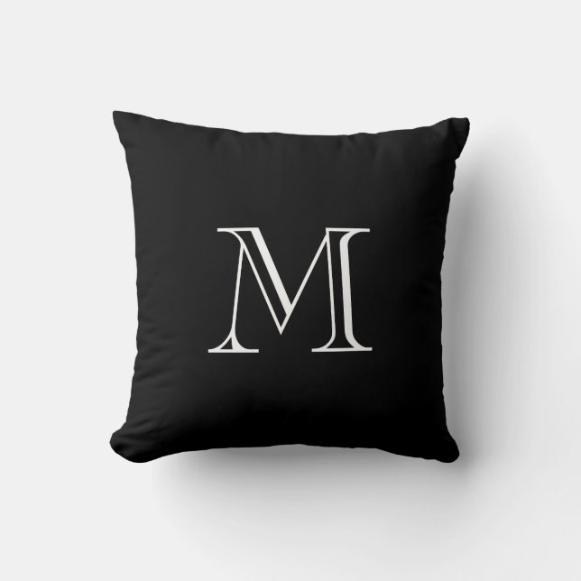 Custom Monogram Black and White Throw Pillows 2 (Front)