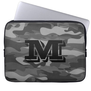 Custom monogram black army camo neoprene computer laptop sleeve