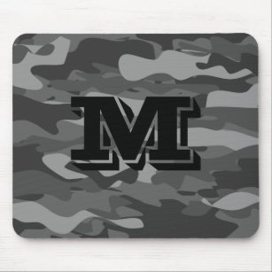 Custom monogram black army camouflage mouse pad