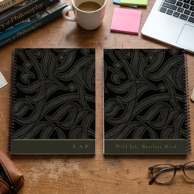 Custom Monogram Black Etched Arabic Calligraphy Notebook (Creator Uploaded)