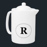 Custom Monogram Black Font Circle Emblem Teapot<br><div class="desc">Enjoy our custom tea pots.</div>