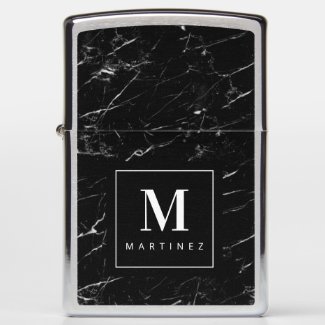 Custom Monogram Black Marble