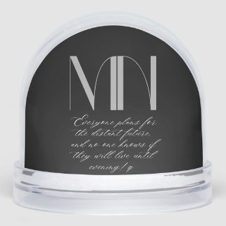 Custom Monogram Black Round Keychain - Personalize Snow Globe