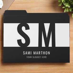 Custom Monogram Black & White Business Initials File Folder