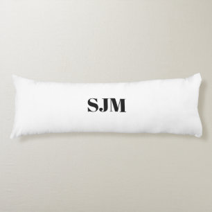 Custom monogram black white initials name body pillow