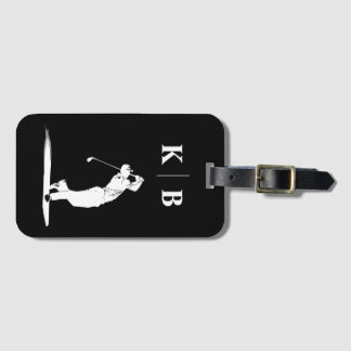 Custom Monogram Black White Personalized Golf Luggage Tag