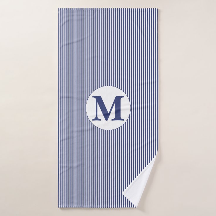 Custom Monogram Blue And White Bath Towel Set Zazzle