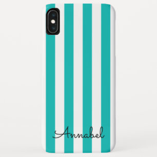 custom monogram blue and white stripes iPhone XS max case