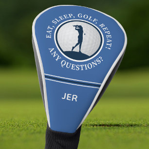 Custom Monogram Blue Eat Sleep Golf Repeat Head Cover