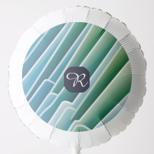 Custom Monogram Blue Green Abstract Large Helium  Balloon