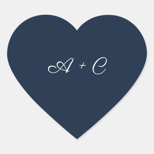 Custom Monogram Blue Heart Wedding Sticker