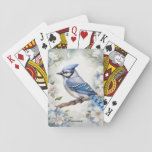 Custom Monogram Blue Jay Painting Playing Cards