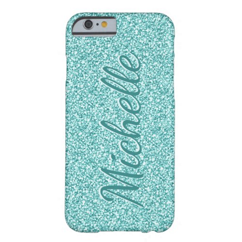 Custom Monogram Blue Sparkle Barely There iPhone 6 Case