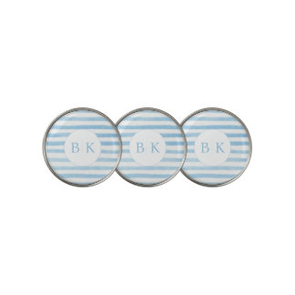 Custom Monogram Blue Striped Golf Ball Marker