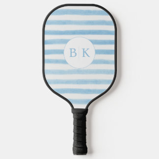 Custom Monogram Blue Striped Pickleball Paddle