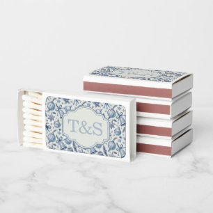 Custom Monogram Blue Toile Christmas Ornaments  Matchboxes