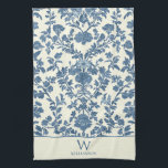 Custom Monogram Blue Toile Kitchen Towel<br><div class="desc">Add a touch of elegance to your kitchen with this beautiful kitchen towel,  featuring a delicate blue and white toile pattern and easily personalized with your initial and name. It also makes a great gift for aficionados of cooking and baking on housewarmings and other occasions.</div>