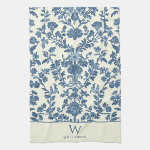 Custom Monogram Blue Toile Kitchen Towel