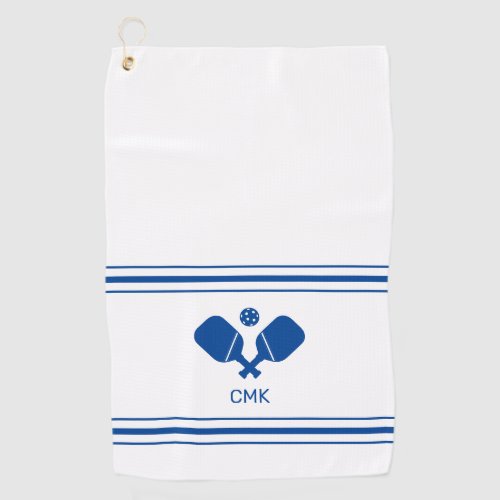 Custom Monogram Blue White Pickleball Sweat Towel