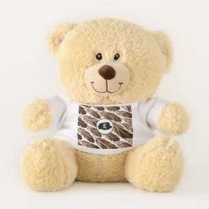 Custom Monogram Boho Small Teddy Bear - Brown