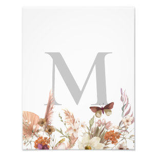Custom Monogram Boho Wildflower Photo Print