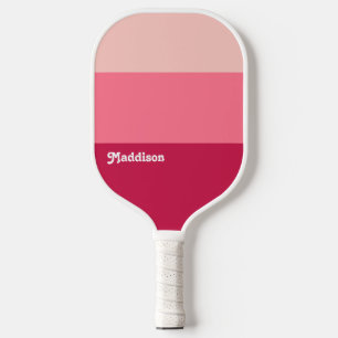 Custom monogram, bright pink retro typography  pickleball paddle