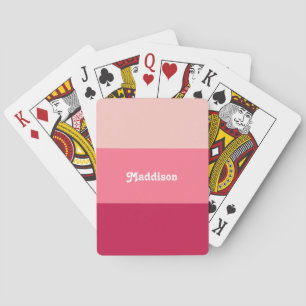 Custom monogram, bright pink retro typography poker cards