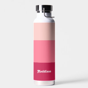 Custom monogram, bright pink retro typography  water bottle