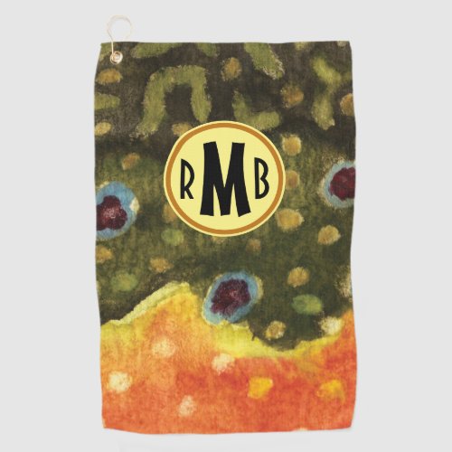 Custom Monogram Brook Trout Fishermans Golf Towel