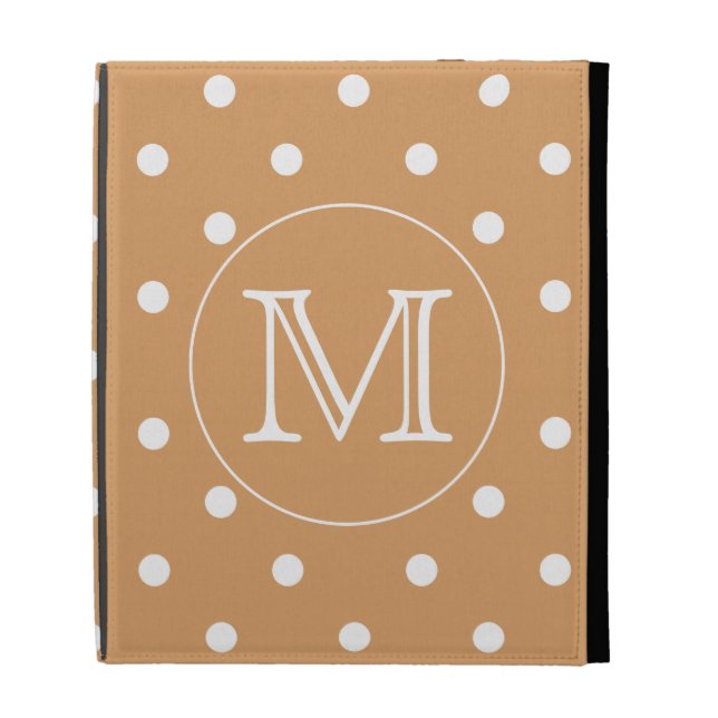Custom Monogram. Brown Polka Dot Pattern. iPad Case (Front)