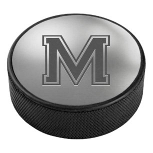 Custom Monogram Brushed Metal Cool Hockey Puck