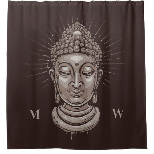 Custom monogram Buddha shower curtain