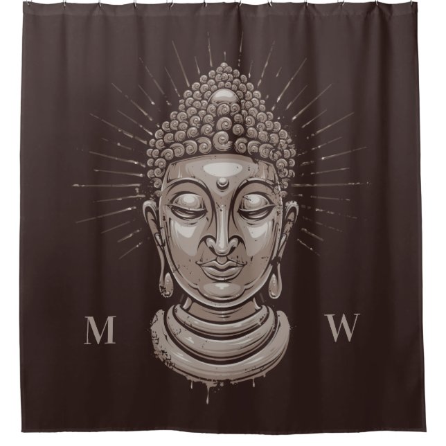 Custom monogram Buddha shower curtain (Front)