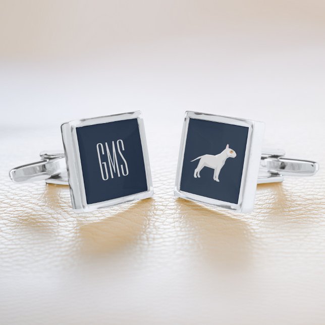 Custom Monogram Bull Terrier Dog Breed Cufflinks (Creator Uploaded)