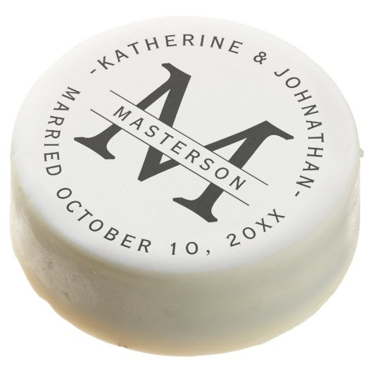 Custom Monogram Business Reception Chocolate Covered Oreo (Angled)