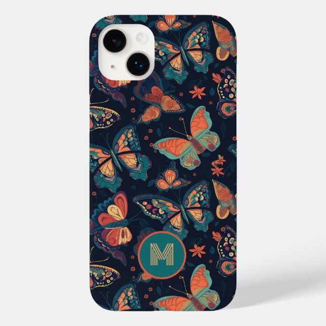 Custom Monogram Butterfly Pattern Case-Mate iPhone Case (Back)