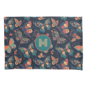Custom Monogram Butterfly Pattern Pillow Case