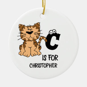 Custom monogram C is for Cats cute kitty kitten Ceramic Ornament