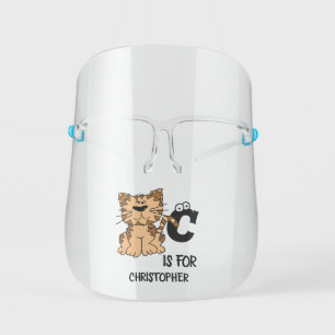 Custom monogram C is for Cats cute kitty kitten Kids' Face Shield