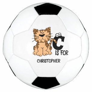 Custom monogram C is for Cats cute kitty kitten Soccer Ball