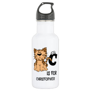 Custom monogram C is for Cats cute kitty kitten Stainless Steel Water Bottle