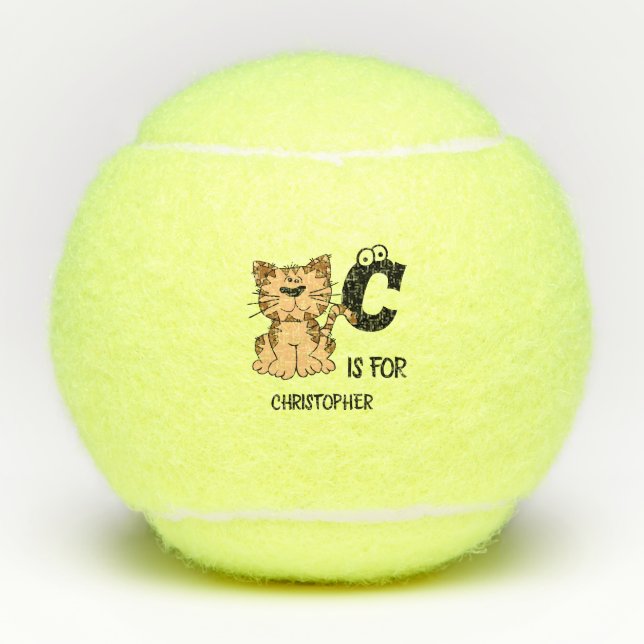 Custom monogram C is for Cats cute kitty kitten Tennis Balls (Front)