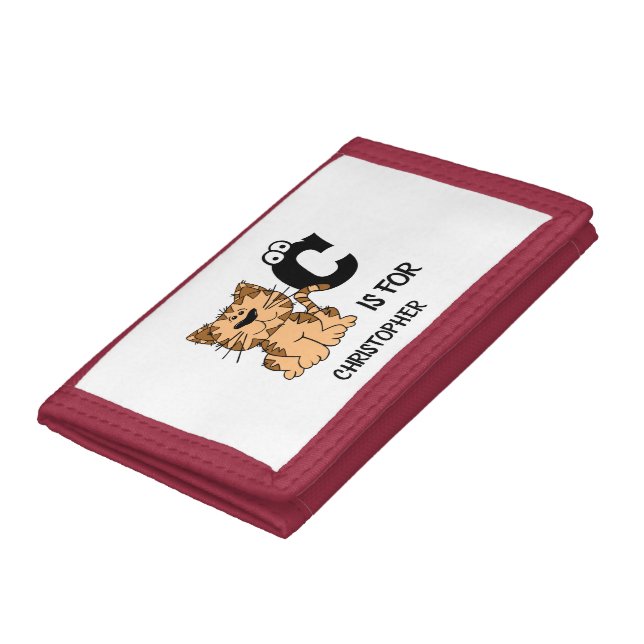 Custom monogram C is for Cats cute kitty kitten Trifold Wallet (Bottom)