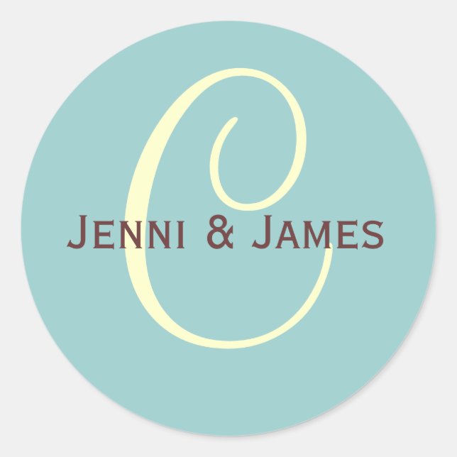 Custom Monogram C Wedding Favor & Envelope Sticker (Front)