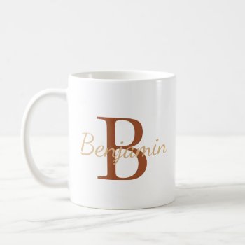 Custom Monogram Calligraphy Script Name Coffee Mug by bestipadcasescovers at Zazzle