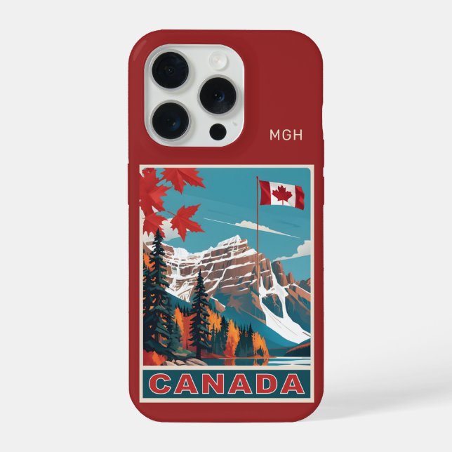 Custom Monogram Canada Travel Poster Iphone Case (Back)