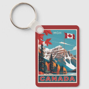 Custom Monogram Canada Travel Poster Keychain