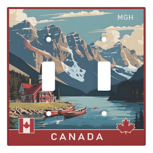 Custom Monogram Canada Travel Poster Light Switch Cover
